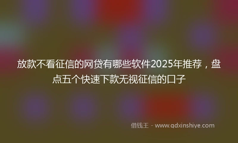 放款不看征信的网贷有哪些软件2025年推荐，盘点五个快速下款无视征信的口子