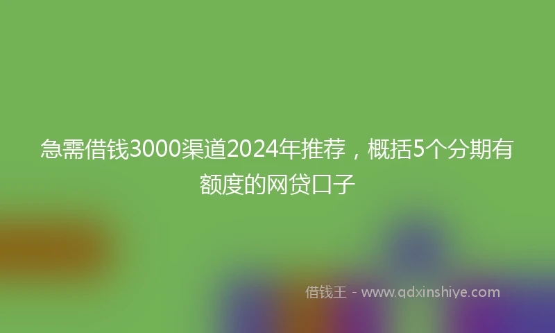 急需借钱3000渠道2024年推荐,概括5个分期有额度的网贷口子