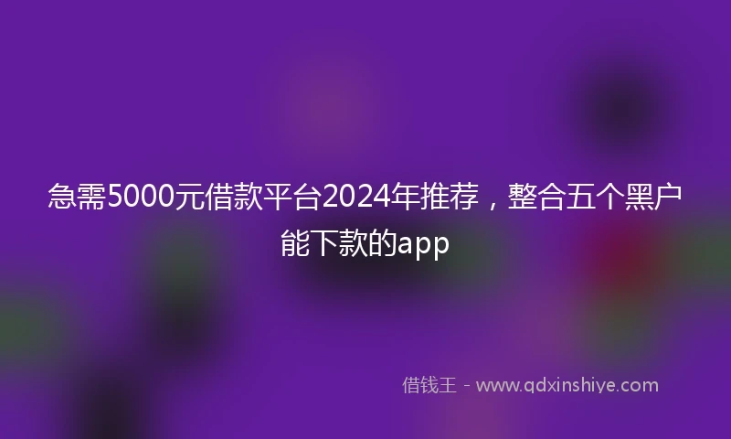 急需5000元借款平台2024年推荐，整合五个黑户能下款的app
