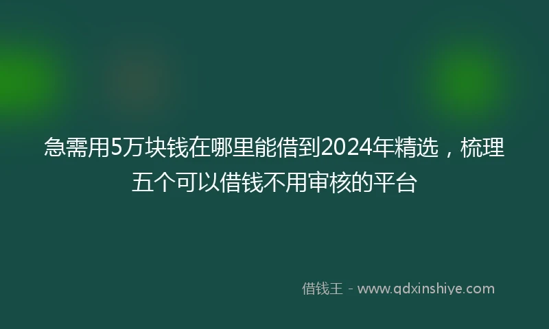 急需用5万块钱在哪里能借到2024年精选，梳理五个可以借钱不用审核的平台