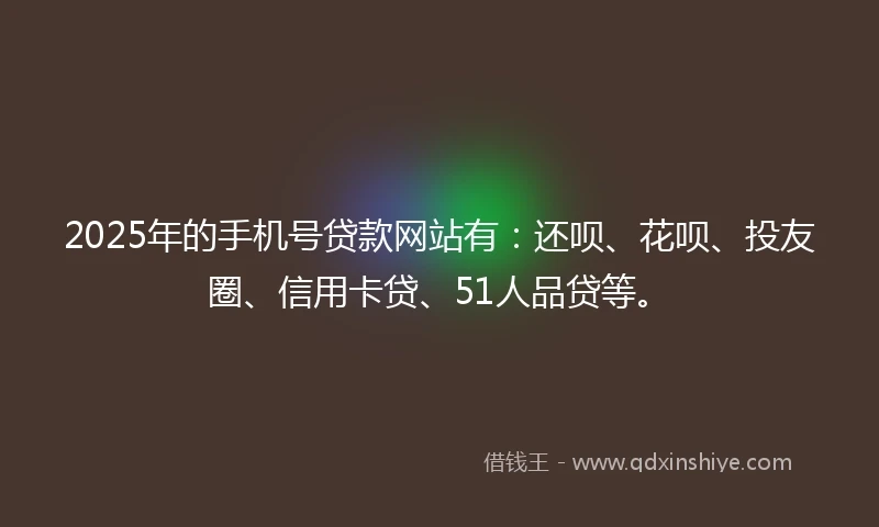 2025年的手机号贷款网站有：还呗、花呗、投友圈、信用卡贷、51人品贷等。