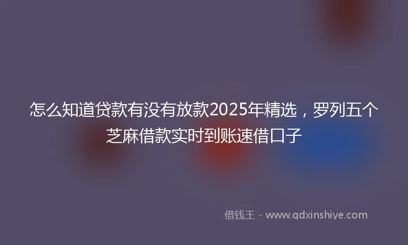 怎么知道贷款有没有放款2025年精选，罗列五个芝麻借款实时到账速借口子