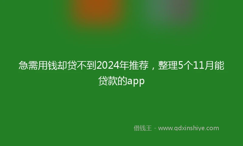 急需用钱却贷不到2024年推荐，整理5个11月能贷款的app