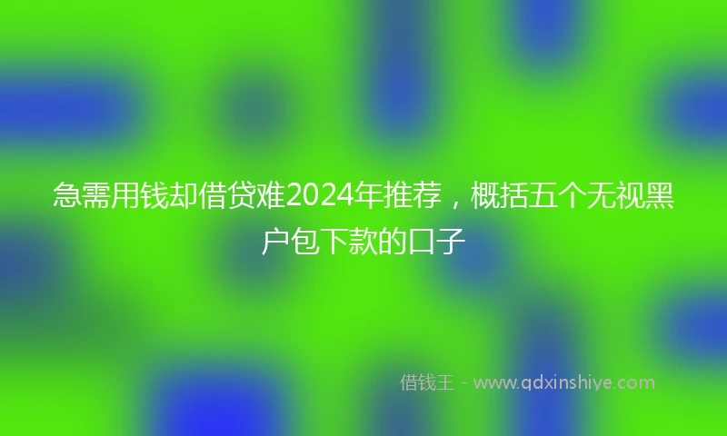 急需用钱却借贷难2024年推荐，概括五个无视黑户包下款的口子