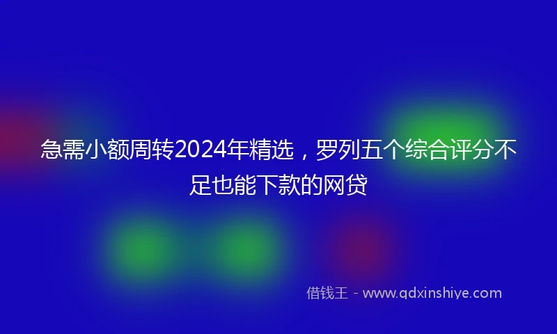 急需小额周转2024年精选，罗列五个综合评分不足也能下款的网贷