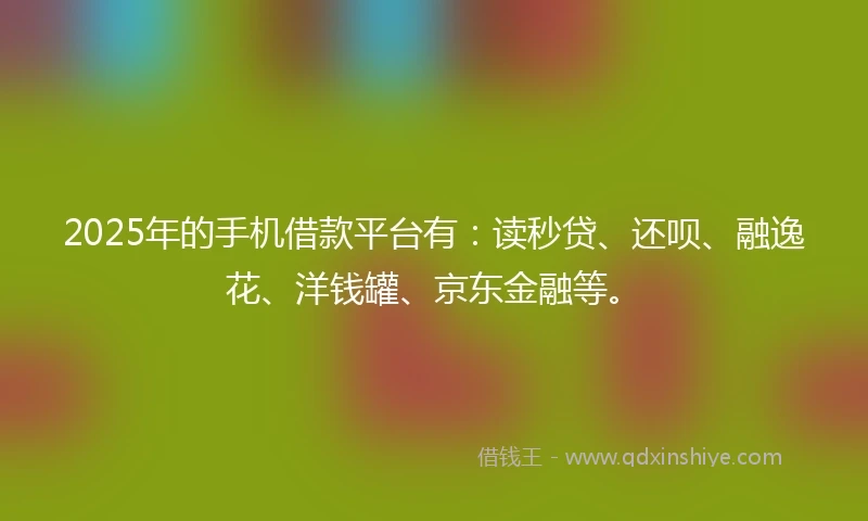 2025年的手机借款平台有：读秒贷、还呗、融逸花、洋钱罐、京东金融等。