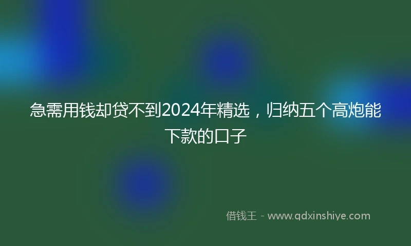 急需用钱却贷不到2024年精选，归纳五个高炮能下款的口子