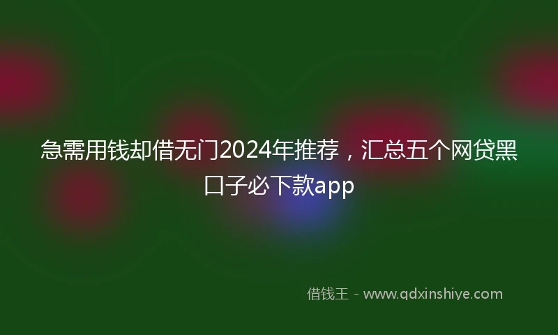 急需用钱却借无门2024年推荐，汇总五个网贷黑口子必下款app