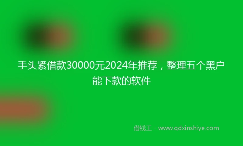 手头紧借款30000元2024年推荐，整理五个黑户能下款的软件