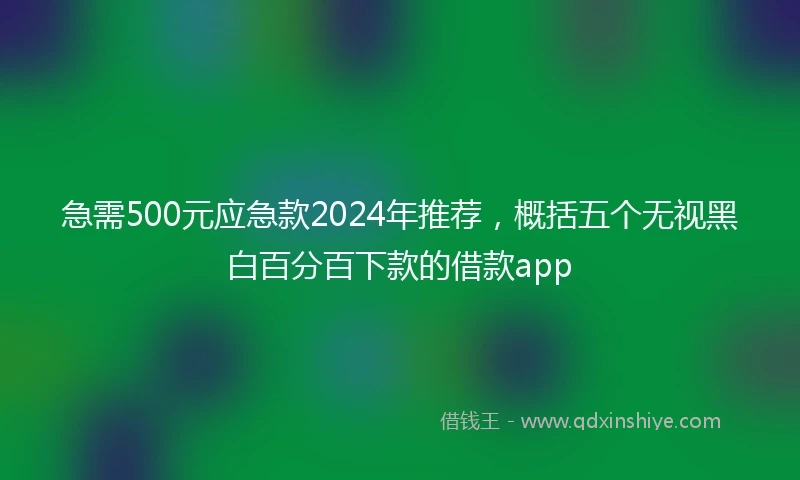 急需500元应急款2024年推荐，概括五个无视黑白百分百下款的借款app