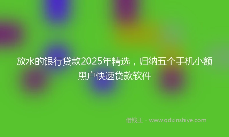 放水的银行贷款2025年精选，归纳五个手机小额黑户快速贷款软件