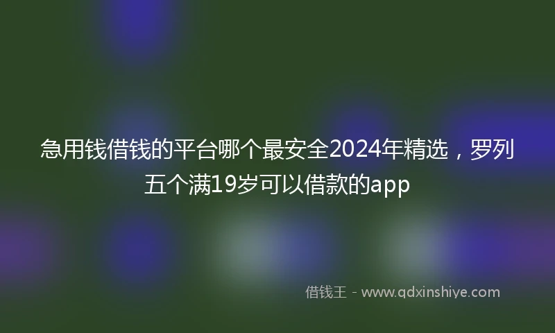 急用钱借钱的平台哪个最安全2024年精选，罗列五个满19岁可以借款的app