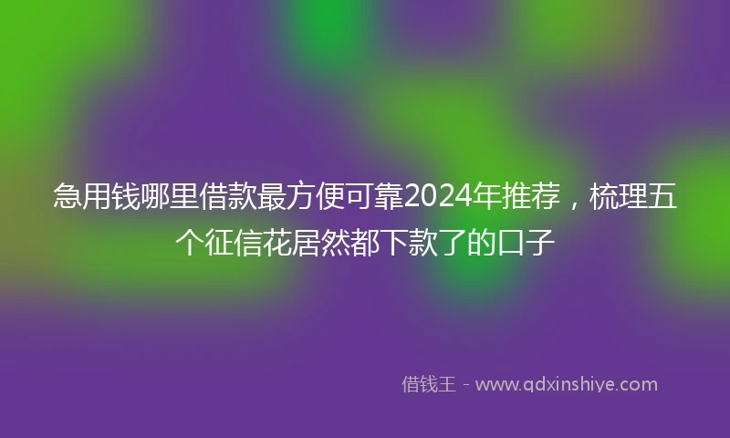 急用钱哪里借款最方便可靠2024年推荐，梳理五个征信花居然都下款了的口子