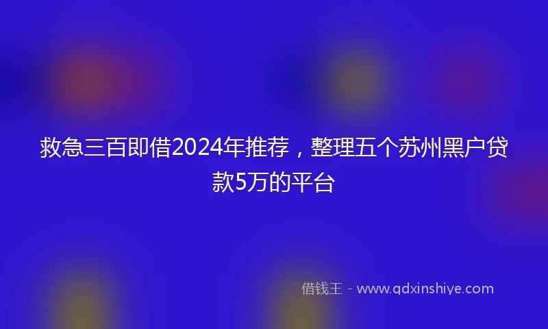 救急三百即借2024年推荐，整理五个苏州黑户贷款5万的平台