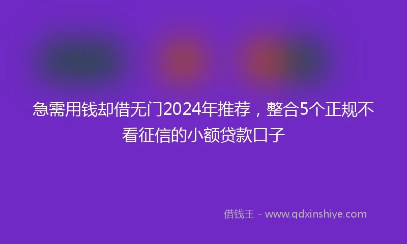 急需用钱却借无门2024年推荐，整合5个正规不看征信的小额贷款口子