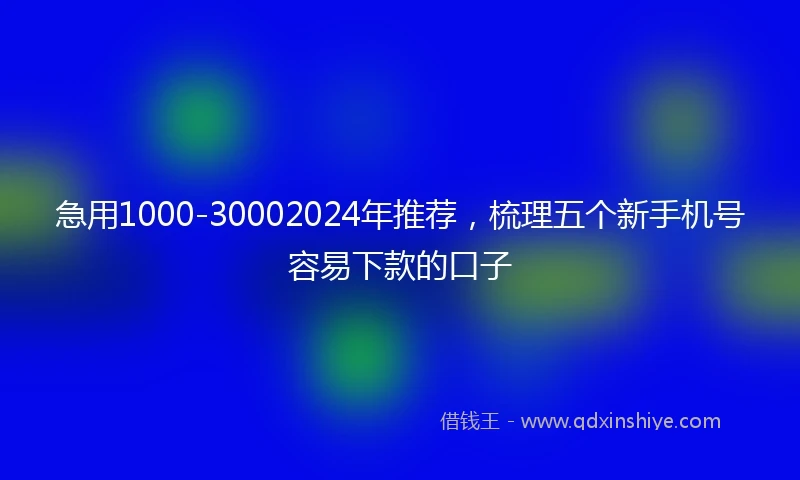 急用1000-30002024年推荐，梳理五个新手机号容易下款的口子