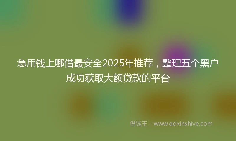 急用钱上哪借最安全2025年推荐，整理五个黑户成功获取大额贷款的平台