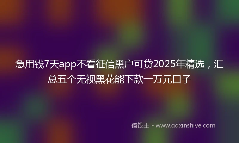 急用钱7天app不看征信黑户可贷2025年精选，汇总五个无视黑花能下款一万元口子