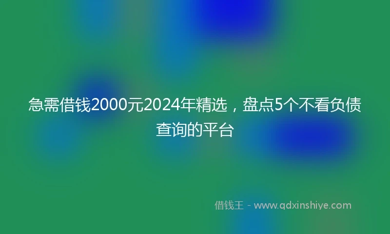 急需借钱2000元2024年精选，盘点5个不看负债查询的平台