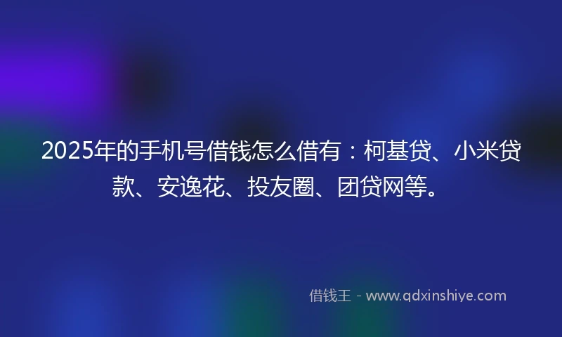 2025年的手机号借钱怎么借有：柯基贷、小米贷款、安逸花、投友圈、团贷网等。