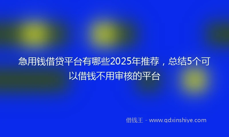 急用钱借贷平台有哪些2025年推荐，总结5个可以借钱不用审核的平台