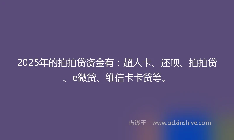 2025年的拍拍贷资金有：超人卡、还呗、拍拍贷、e微贷、维信卡卡贷等。