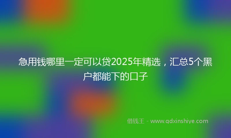 急用钱哪里一定可以贷2025年精选，汇总5个黑户都能下的口子