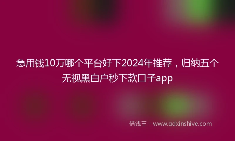 急用钱10万哪个平台好下2024年推荐，归纳五个无视黑白户秒下款口子app