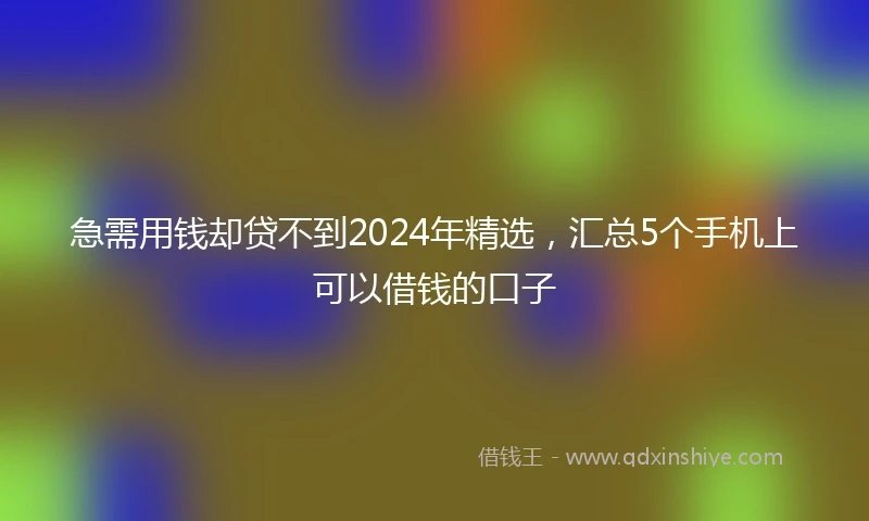 急需用钱却贷不到2024年精选，汇总5个手机上可以借钱的口子