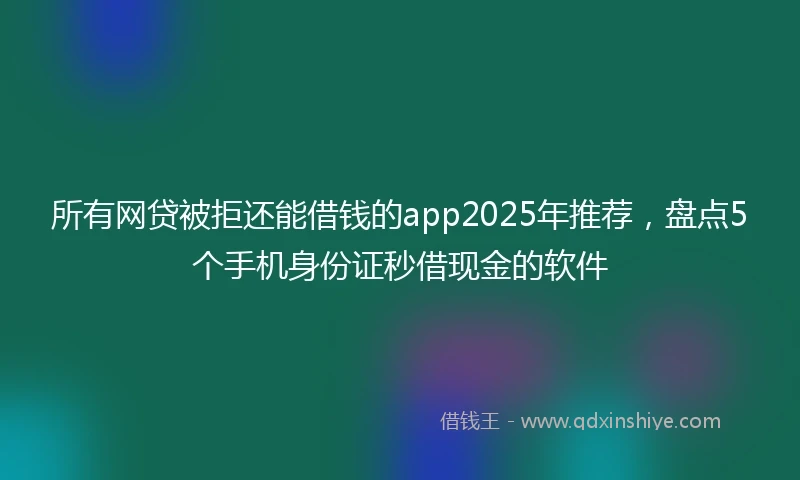所有网贷被拒还能借钱的app2025年推荐，盘点5个手机身份证秒借现金的软件