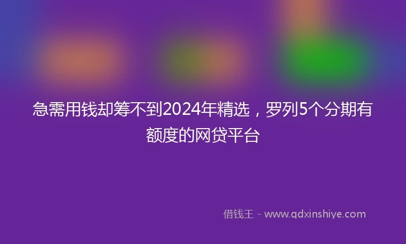 急需用钱却筹不到2024年精选，罗列5个分期有额度的网贷平台