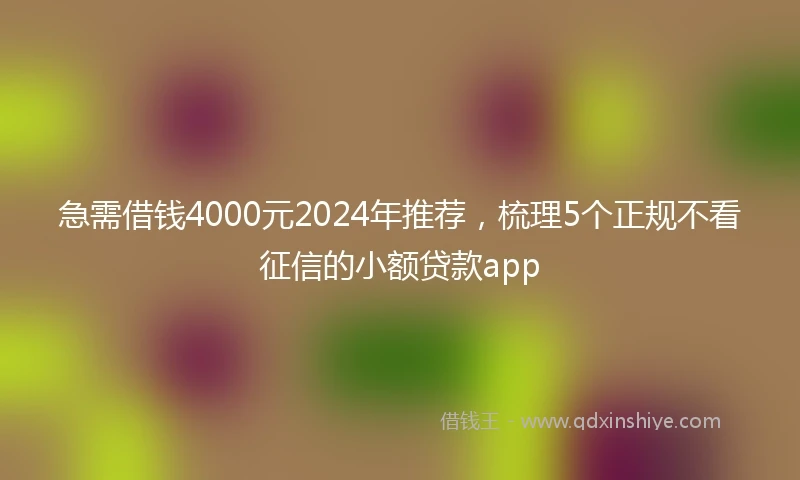 急需借钱4000元2024年推荐，梳理5个正规不看征信的小额贷款app