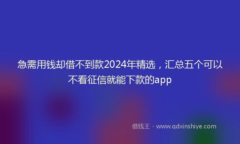 急需用钱却借不到款2024年精选，汇总五个可以不看征信就能下款的app