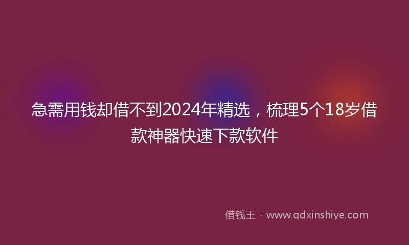 急需用钱却借不到2024年精选，梳理5个18岁借款神器快速下款软件