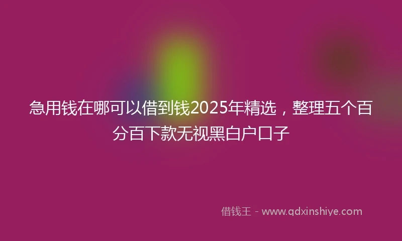 急用钱在哪可以借到钱2025年精选，整理五个百分百下款无视黑白户口子
