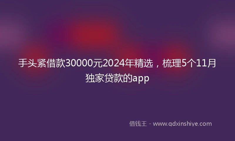 手头紧借款30000元2024年精选，梳理5个11月独家贷款的app