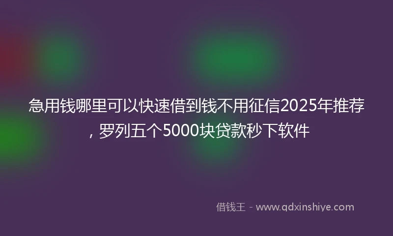 急用钱哪里可以快速借到钱不用征信2025年推荐，罗列五个5000块贷款秒下软件