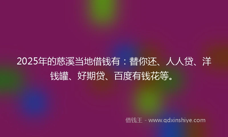 2025年的慈溪当地借钱有：替你还、人人贷、洋钱罐、好期贷、百度有钱花等。