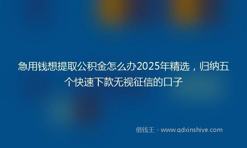 急用钱想提取公积金怎么办2025年精选，归纳五个快速下款无视征信的口子