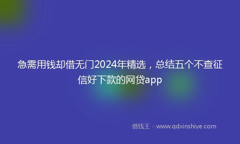 急需用钱却借无门2024年精选，总结五个不查征信好下款的网贷app