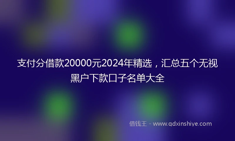 支付分借款20000元2024年精选，汇总五个无视黑户下款口子名单大全