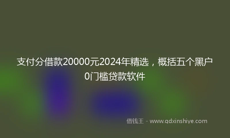支付分借款20000元2024年精选，概括五个黑户0门槛贷款软件