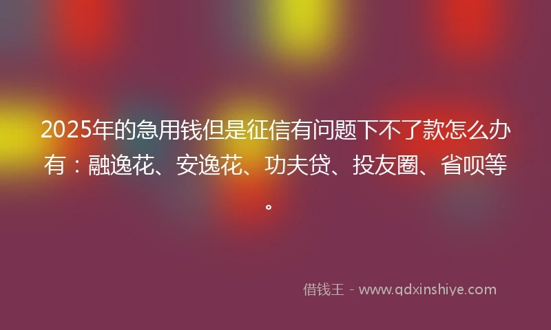 2025年的急用钱但是征信有问题下不了款怎么办有：融逸花、安逸花、功夫贷、投友圈、省呗等。