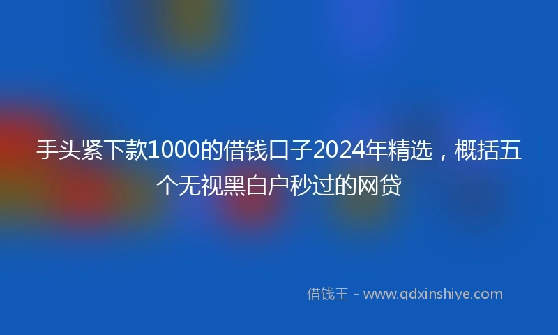 手头紧下款1000的借钱口子2024年精选,概括五个无视黑白户秒过的网贷