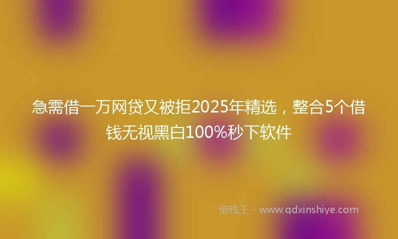 急需借一万网贷又被拒2025年精选，整合5个借钱无视黑白100%秒下软件