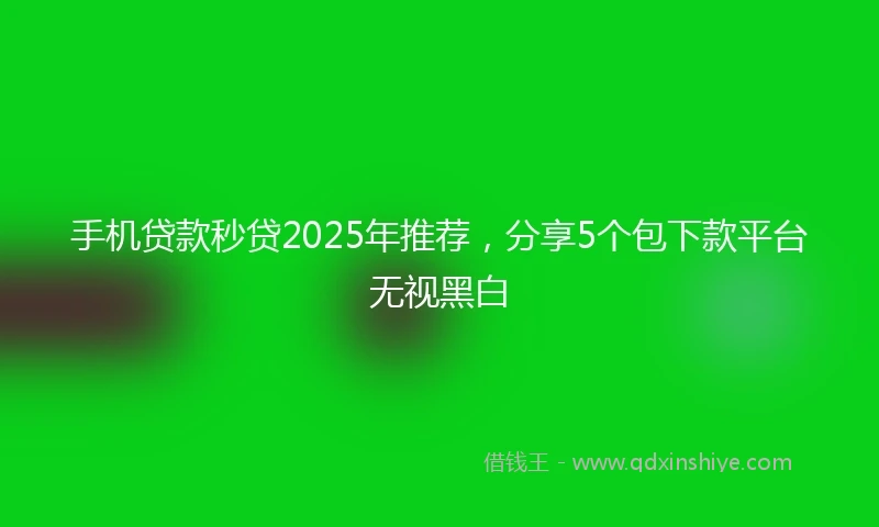 手机贷款秒贷2025年推荐，分享5个包下款平台无视黑白