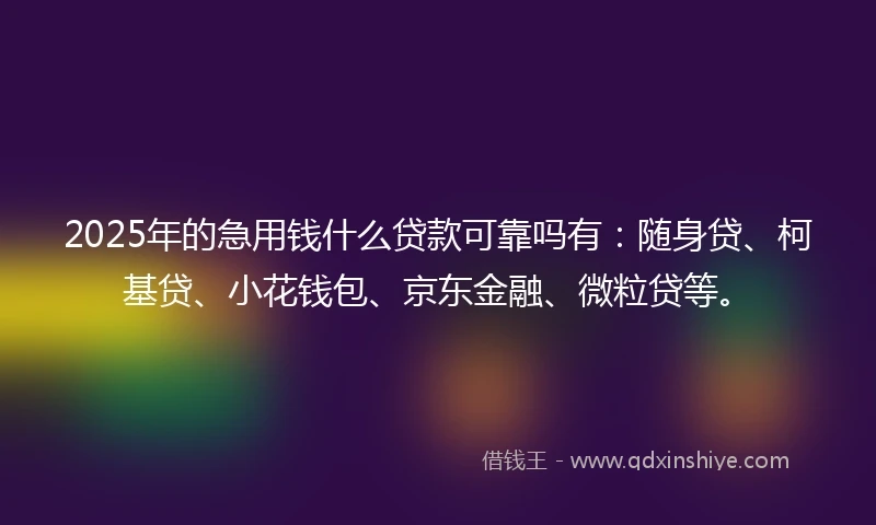 2025年的急用钱什么贷款可靠吗有：随身贷、柯基贷、小花钱包、京东金融、微粒贷等。