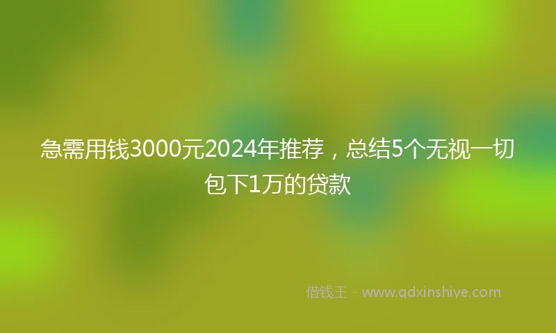 急需用钱3000元2024年推荐，总结5个无视一切包下1万的贷款