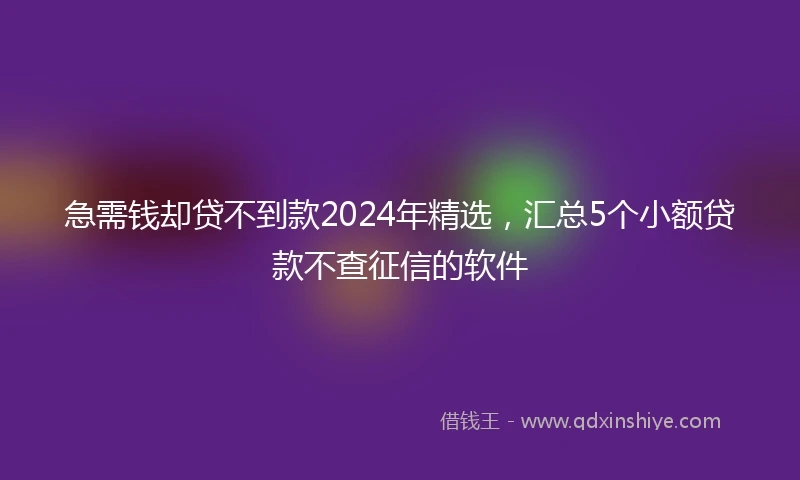 急需钱却贷不到款2024年精选，汇总5个小额贷款不查征信的软件