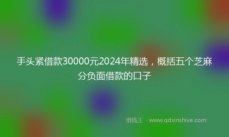 手头紧借款30000元2024年精选，概括五个芝麻分负面借款的口子